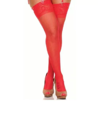 Meia Sensual 7/8 Renda Silicone Vermelha 8031 - comprar online