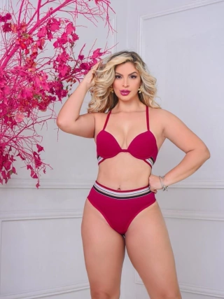 Lingerie Sensual Com Bojo Lady Nadador Cecilia CH1740 Cor Vermelho