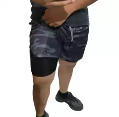 Short Deportivo con Calza Corta Negra Porta Celular