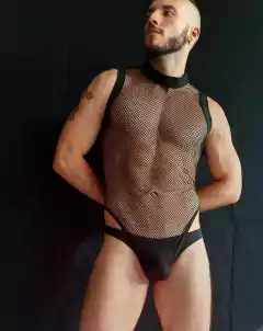 Body de Red Cavado con Cuello - tienda online