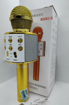 Microfono Karaoke Bluetooth Inalambrico Parlante Recargable Amarillo - comprar online