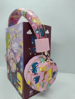 Imagen de Auricular Bluetooth Inalambrico Infantil Diseño Dinosaurio Rosa