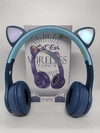 AURICULAR CAT BLUETOOTH GATITO LUMINOSO AZUL P47 LECTOR MEMORIA