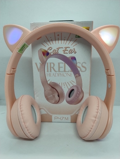 AURICULAR CAT BLUETOOTH GATITO LUMINOSO ROSA P47 LECTOR MEMORIA