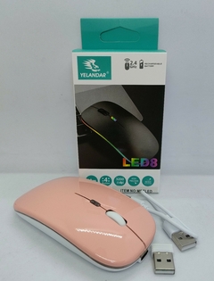 Mouse optico inalambrico y bluetooth Recargable Doble Conexion Rosa
