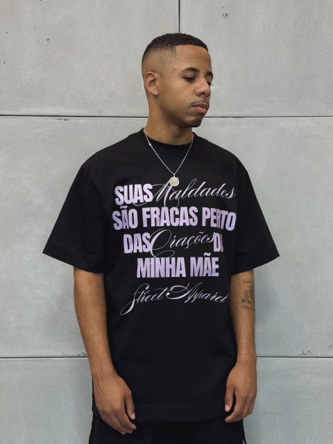 Camiseta Orações - Preta - Oversized - comprar online