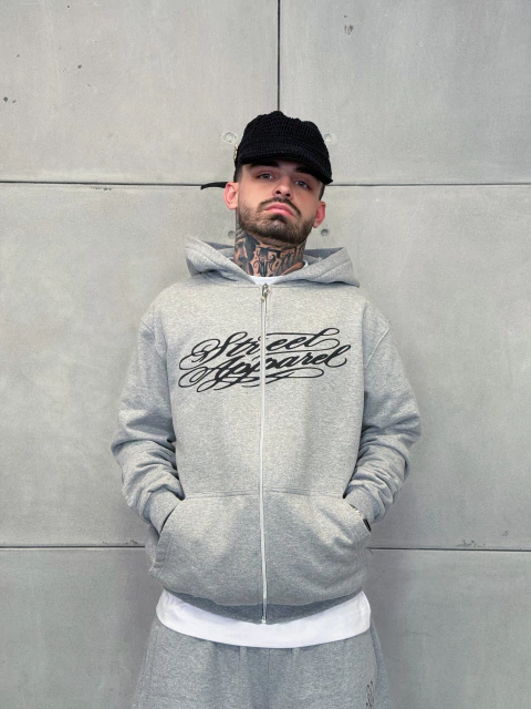 Moletom Zip Manuscript - Cinza Mescla - comprar online