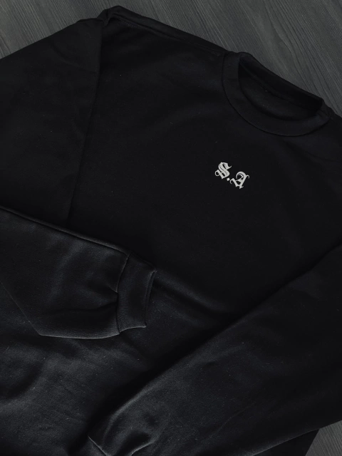 Moletom Crewneck S.A Logo - Preto - Street Apparel