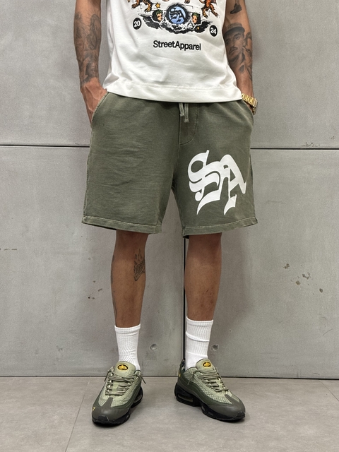 Shorts Moletom Olive Stone SA Big Logo - Street Apparel