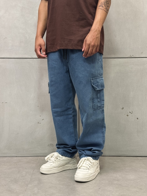 Calça Cargo Jeans - Blue Jeans