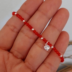 Pulsera roja Cristal plata 925 extensible