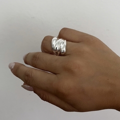 Anillo Drop Chunky Acero Blanco