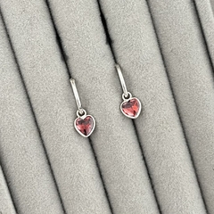 Argollitas red cuore plata 925 x par