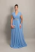 Vestido Longo com Capa e Bordado Azul Serenity Zara - comprar online