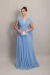 Vestido Longo com Capa e Bordado Azul Serenity Zara na internet