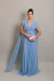 Vestido Longo com Capa e Bordado Azul Serenity Zara - Emporium Carolina