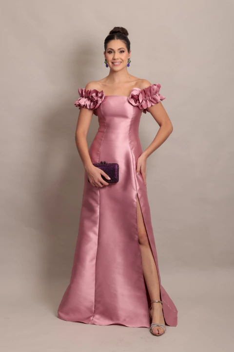 Vestido Longo em Zibeline Rose Emily - comprar online