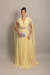 Vestido Longo com Capa e Bordado Amarelo Zara na internet
