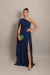 Vestido Longo um ombro só Capa Bella Azul Marinho - comprar online