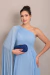 Vestido Longo um ombro só Capa Bella Azul Serenity - Emporium Carolina