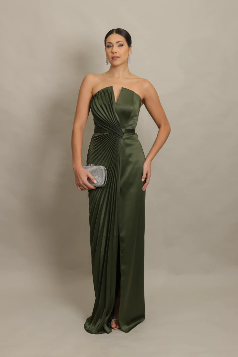 Vestido Longo Tomara que Caia Verde Oliva Tici - comprar online