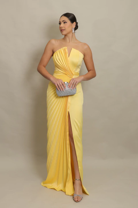 Vestido Longo Tomara que Caia Amarelo Tici - comprar online