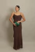 Vestido Longo Com Costa Nua Marrom/ Mocha Mousse Fabiana na internet