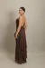 Vestido Longo Com Costa Nua Marrom/ Mocha Mousse Fabiana - loja online