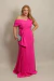 Vestido Longo Ombro a Ombro Plus Size Ane Elise Pink - comprar online