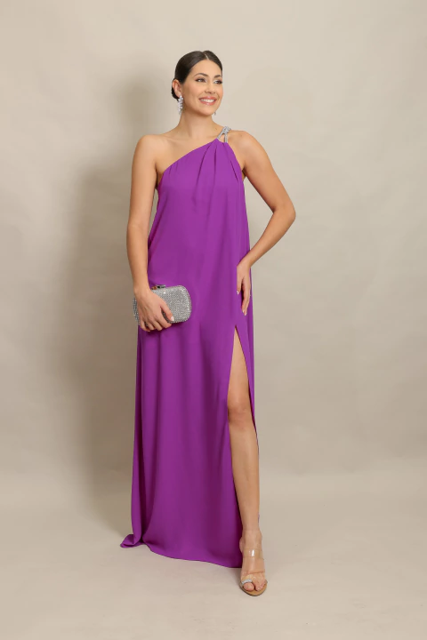 Vestido Amplo um ombro só Roxo Suzi - comprar online