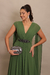 Vestido Longo com Capa e Bordado Verde Oliva Zara na internet