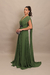 Vestido Longo com Capa e Bordado Verde Oliva Zara - Emporium Carolina