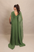 Vestido Longo com Capa e Bordado Verde Oliva Zara - loja online