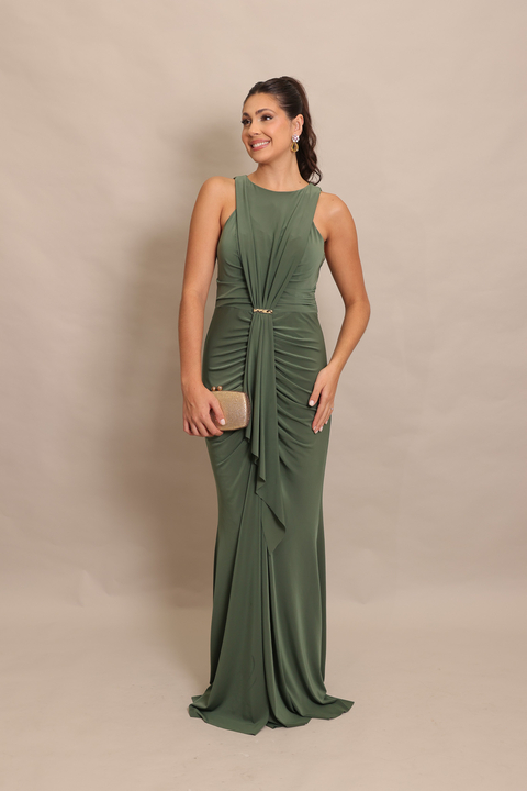 Vestido Longo Verde Oliva Morgana - comprar online