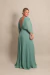 Vestido Longo Plissado Adriana Verde Oliva Claro - loja online