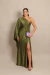 Vestido Longo um Ombro só Verde Oliva Pietra na internet