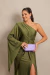 Vestido Longo um Ombro só Verde Oliva Pietra - loja online