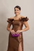 Vestido Longo em Zibeline Marrom/Mocha Mousse Emily - Emporium Carolina
