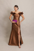 Vestido Longo em Zibeline Marrom/Mocha Mousse Emily na internet