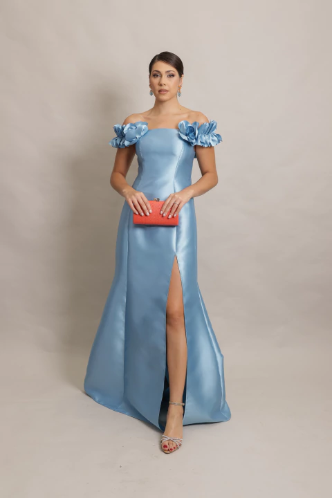Vestido Longo em Zibeline Azul Serenity Emily - comprar online