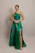 Vestido Longo um ombro só em Zibeline Glow (Com leve brilho) Leandra Verde Esmeralda na internet