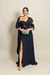 Vestido Longo Ombro a ombro Azul Marinho Mari - loja online