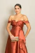 Vestido Longo em Zibeline Alana Terracota - Emporium Carolina