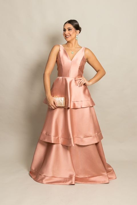 Vestido Longo em Zibeline Rose Lais - comprar online