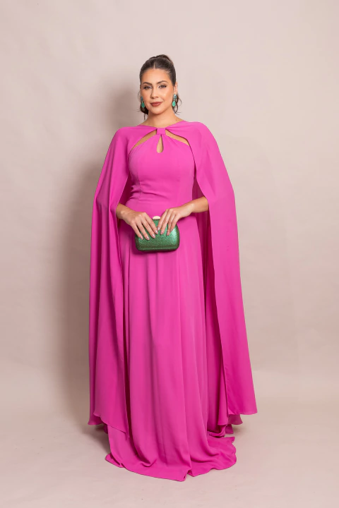 Vestido de Festa Longo com Capa Pink Talita - comprar online