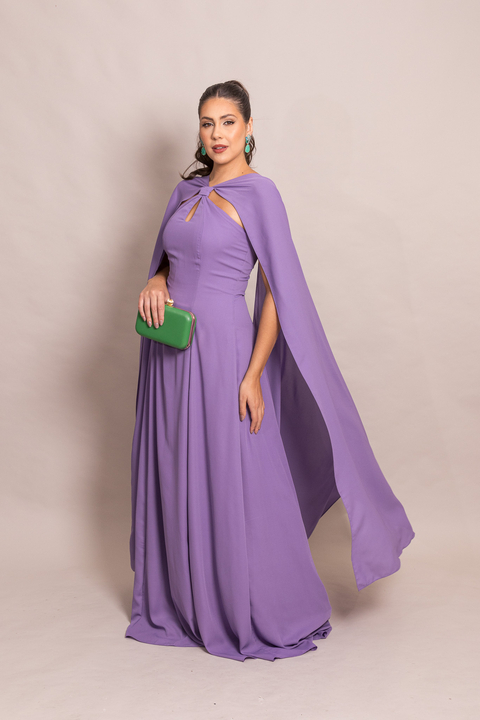 Vestido de Festa Longo com Capa Lavanda Talita - comprar online