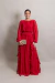 Vestido Longo Com Mangas Longas Vermelho Malu na internet