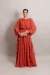 Vestido Longo Com Mangas Longas Terracota Malu na internet