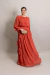 Vestido Longo Com Mangas Longas Terracota Malu - comprar online
