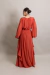 Vestido Longo Com Mangas Longas Terracota Malu